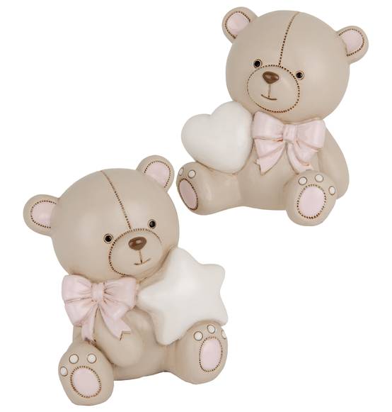 Bomboniera Orsetto salvadanaio battesimo bimba rosa originale